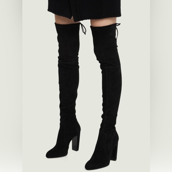 Stuart Weitzmen Black Vidaland 100MM Suede Over-the-Knee Boots - Picture 2 of 16